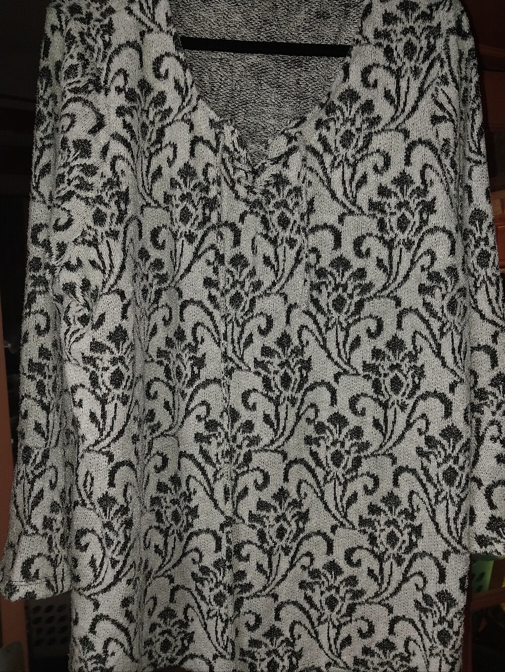 One World Black and White Floral Knit Tunic